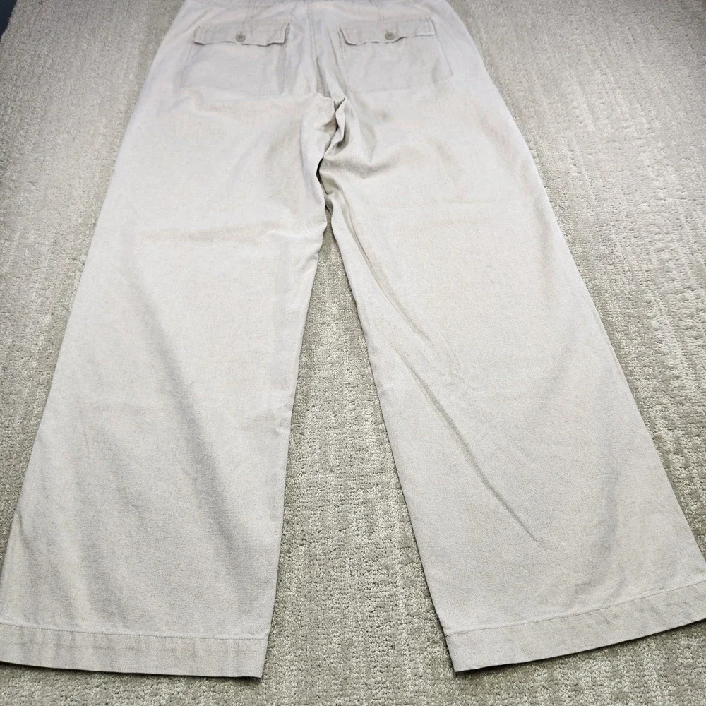 Vintage Express Pants Men Medium Baggy Linen Cotton High Rise Trouser Drawstring